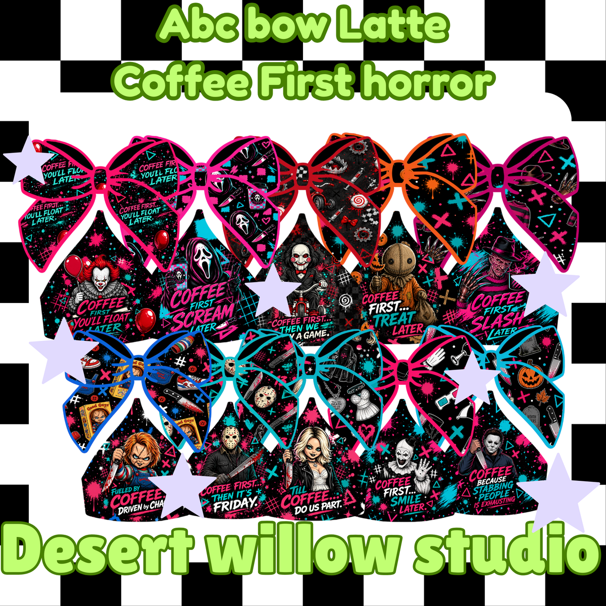 Abc freshie molds bow latte horror collection ( physical cardstock)