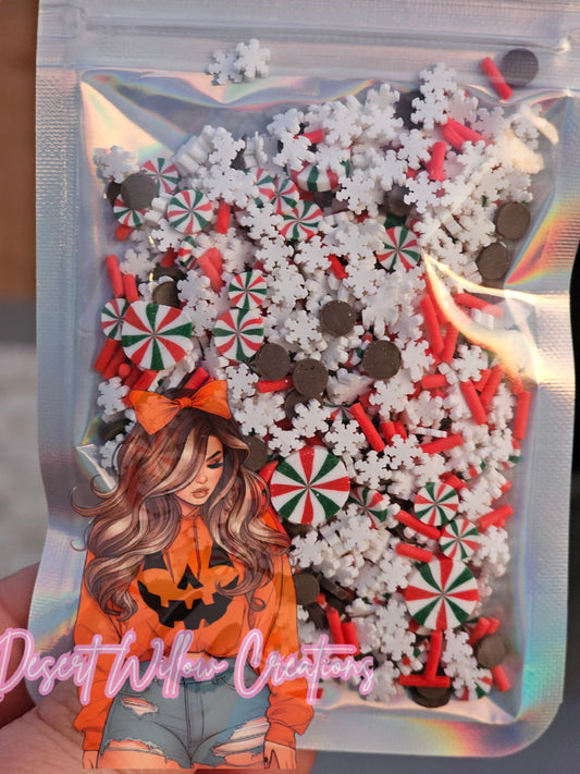 Peppermint chocolate with flakes polymer slay slices .74 oz