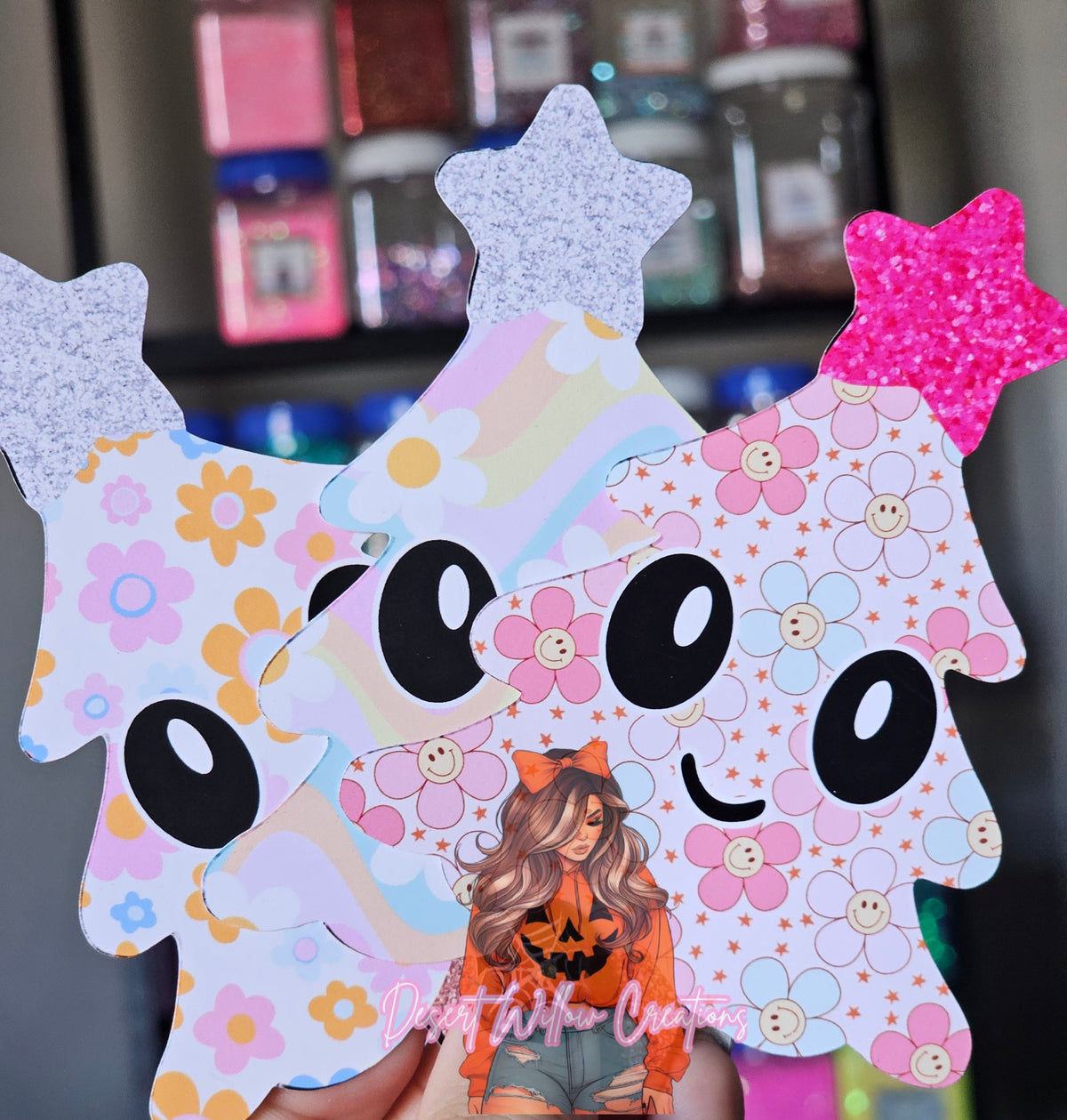 Abc cute christmas tree with face cardstock