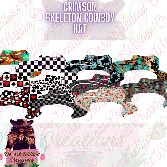 Crimsons cowboy skeleton hat (cardstock)