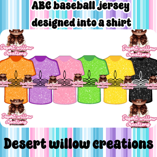 ABC baseball jesey tshirt option cardstock
