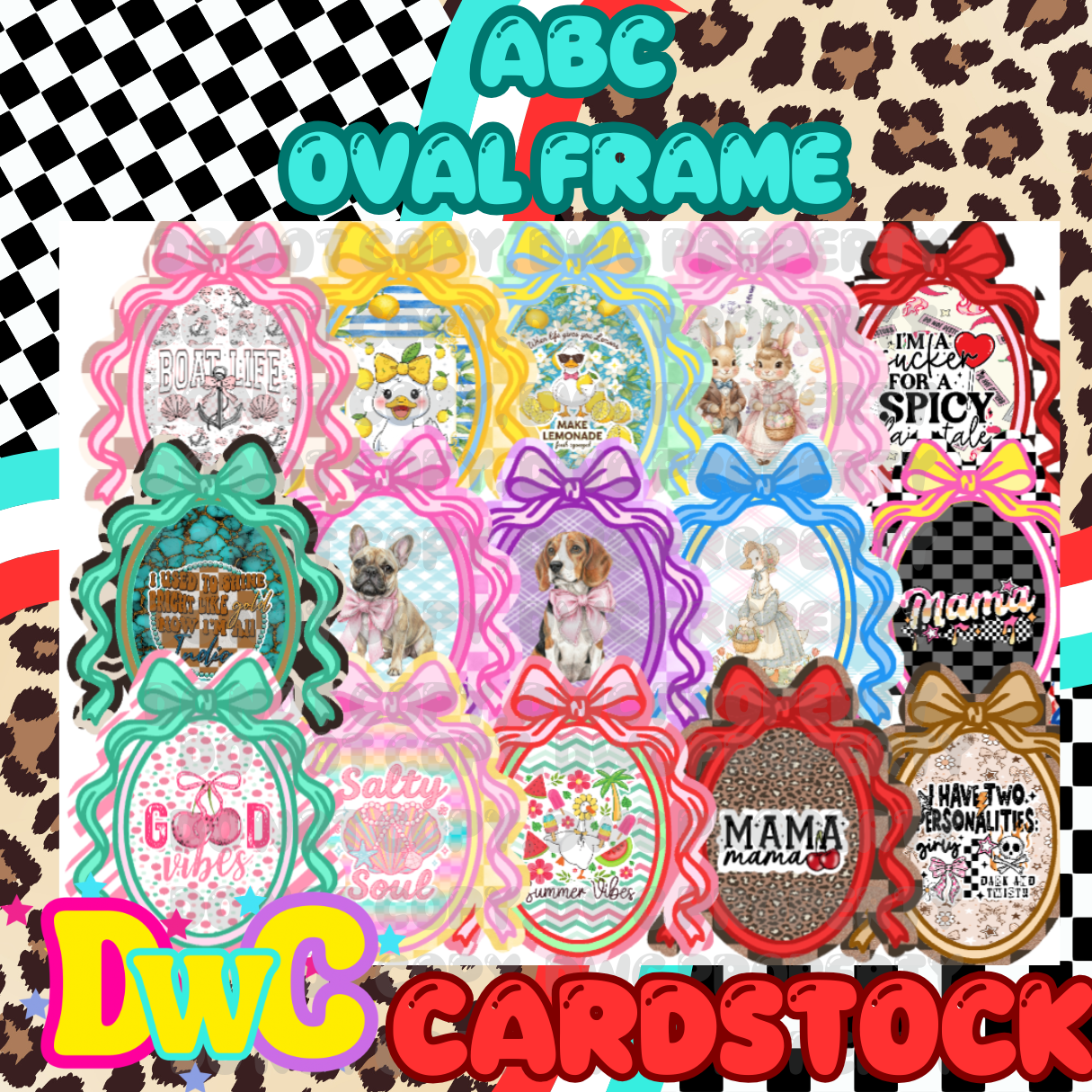 Abc Oval frame cardstock