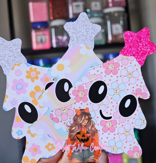 Abc cute christmas tree with face cardstock