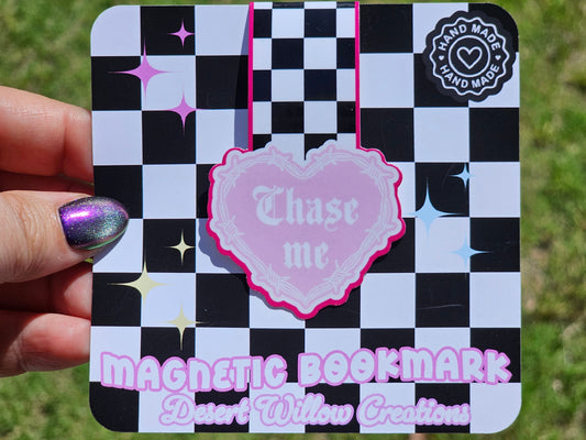 Chase me barbed heart magnetic bookmark