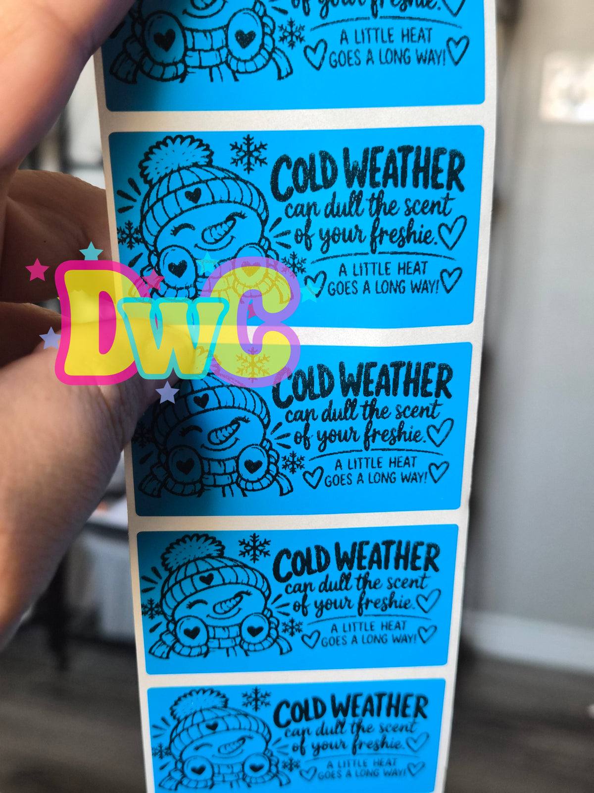 Cold weather freshie label